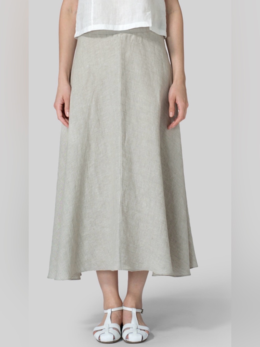 NWT Vivid Linen Long Flowing A-Line Midi Minimalist Skirt Oat Size XL